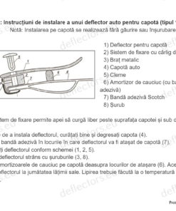 Ro: Instrucțiuni de instalare a unui deflector auto pentru capotă (tipul 1 - L)